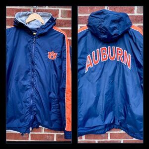 Embroidered Auburn Hooded Jacket Mens Med Blue Orange